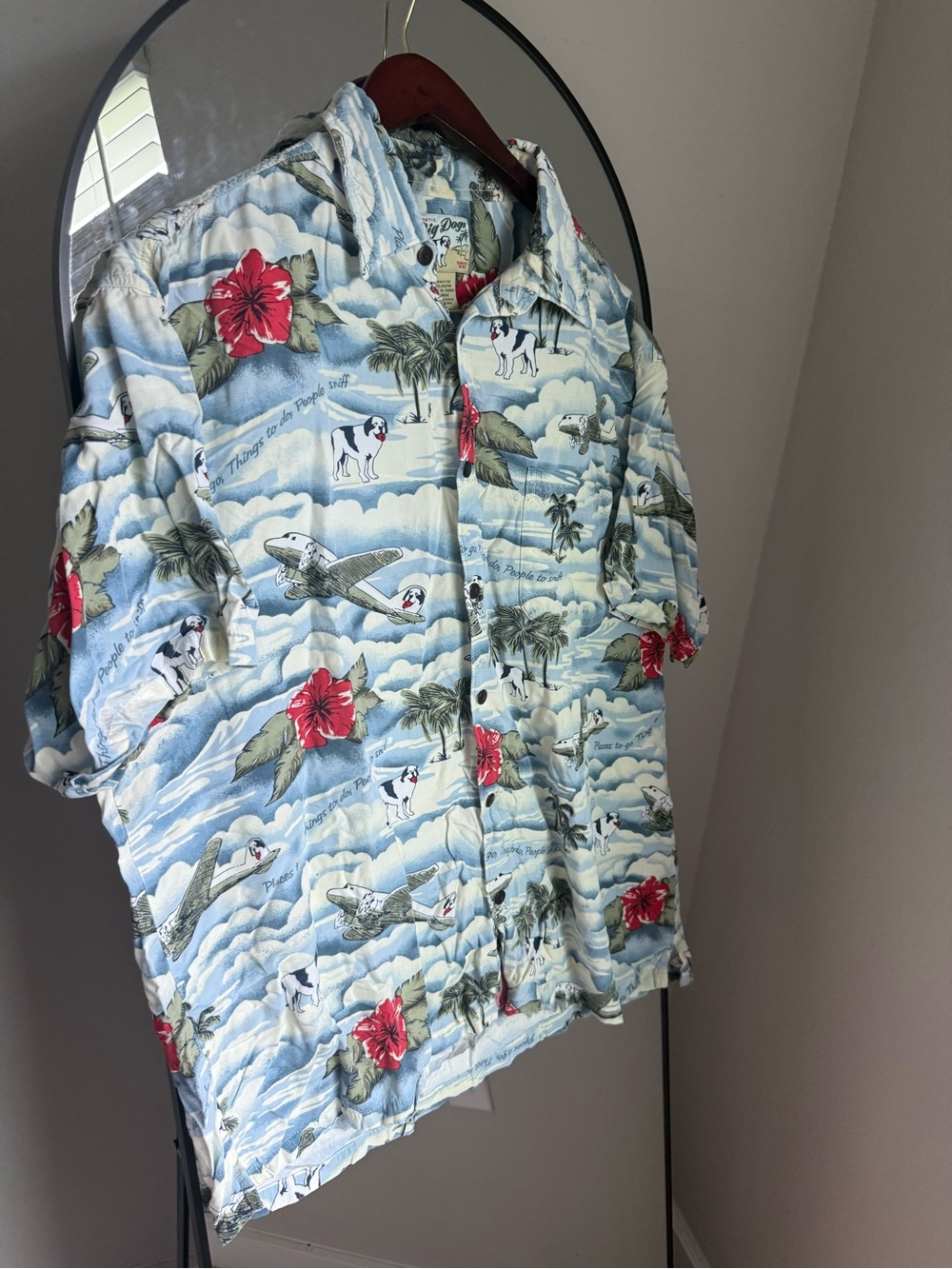 Vintage Big Dog Tropical Hawaiian Shirt Planes